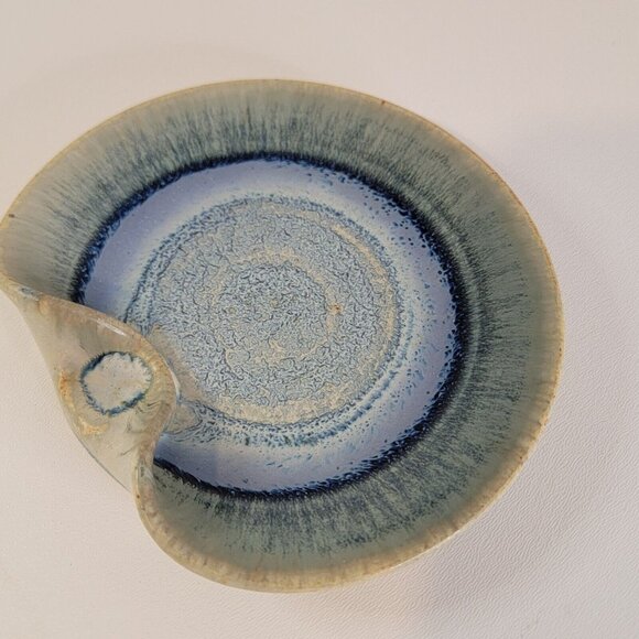 Beautiful Blanket Creek Pottery Spoon Rest Blue Green Glaze 6.5" diam - Picture 2 of 5